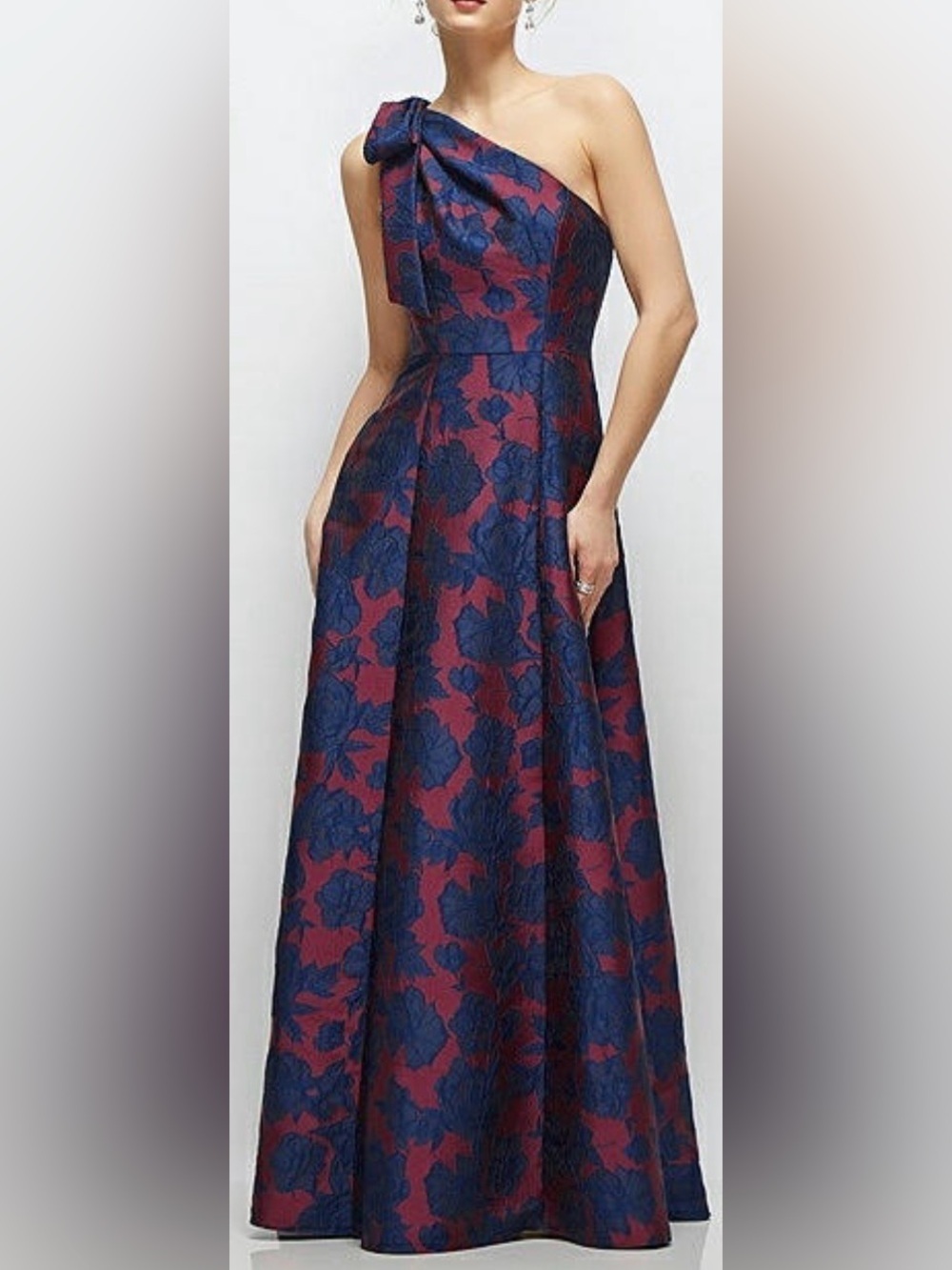 NEW Alfred Sung Bow one shoulder ball gown jacquard sz 0
